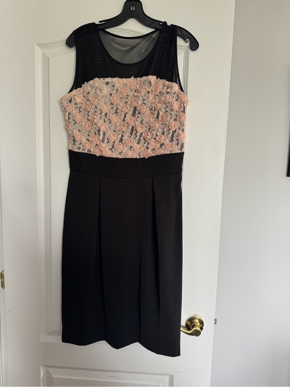 J. Peterman Black Dress with Blush Floral Bodice